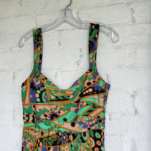 Tibi Floral/Paisley Silk Knit Sweetheart Neck  Mini Dress Size Small - Picture 5 of 16